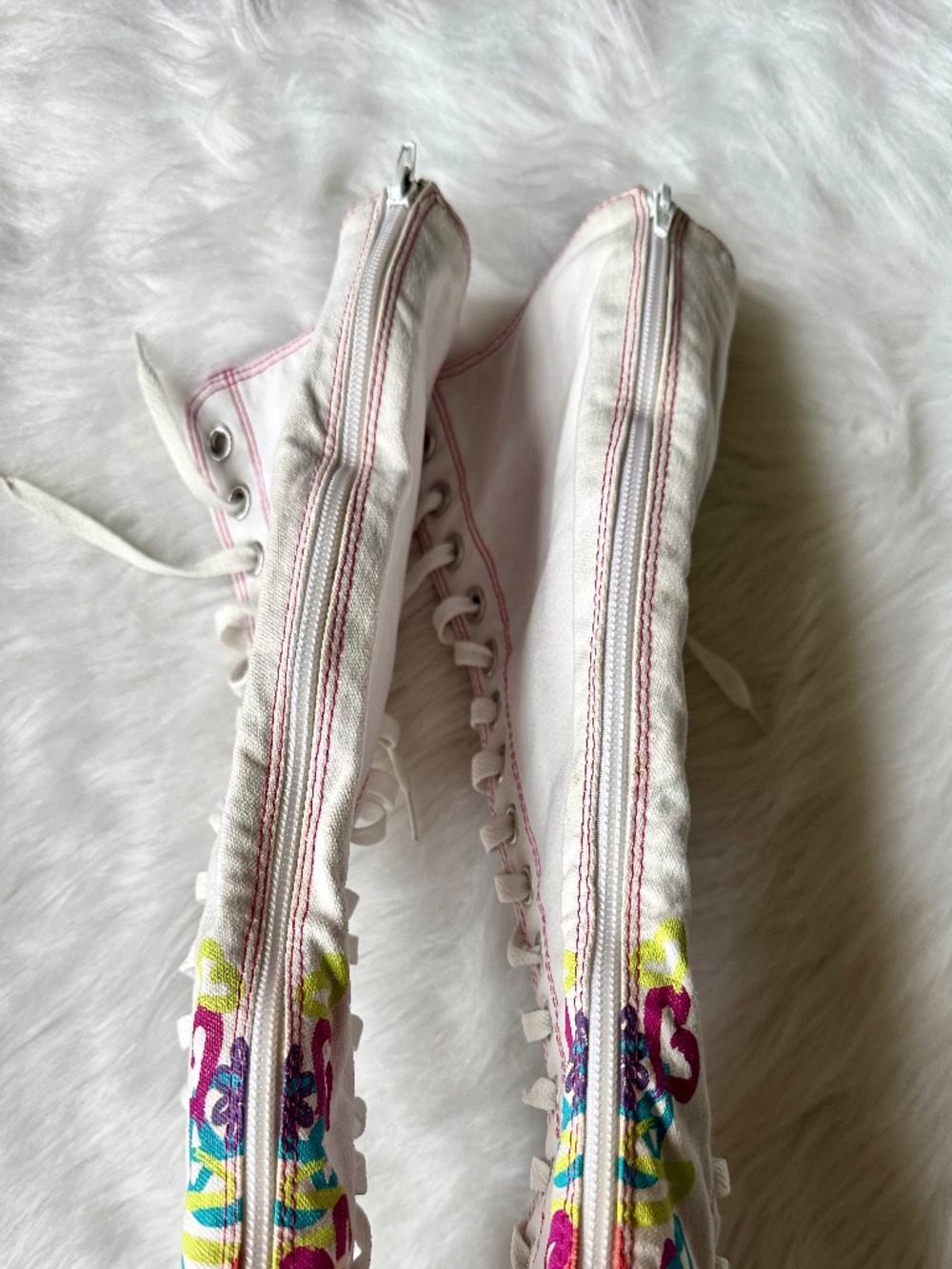 Converse All Star Chuck taylor White Floral Knee High Lace Shoes Women's Sz 5 - Picture 8 of 16